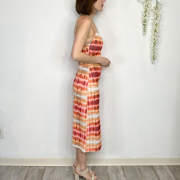 ZARA 90s y2k slip dress tie-dye midi orange celebutante 2733 - Picture 4 of 10